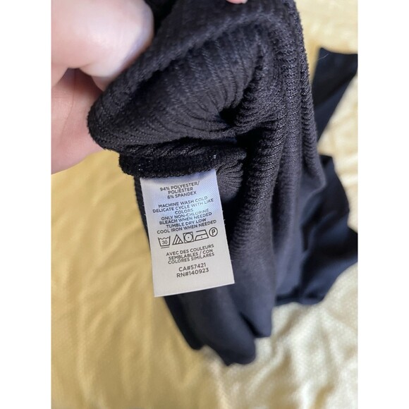 LOFT XS Black Ribbed Long Sleeve Scoop Neck Tee Top Shirt Capsule Wardrobe - Picture 7 of 7